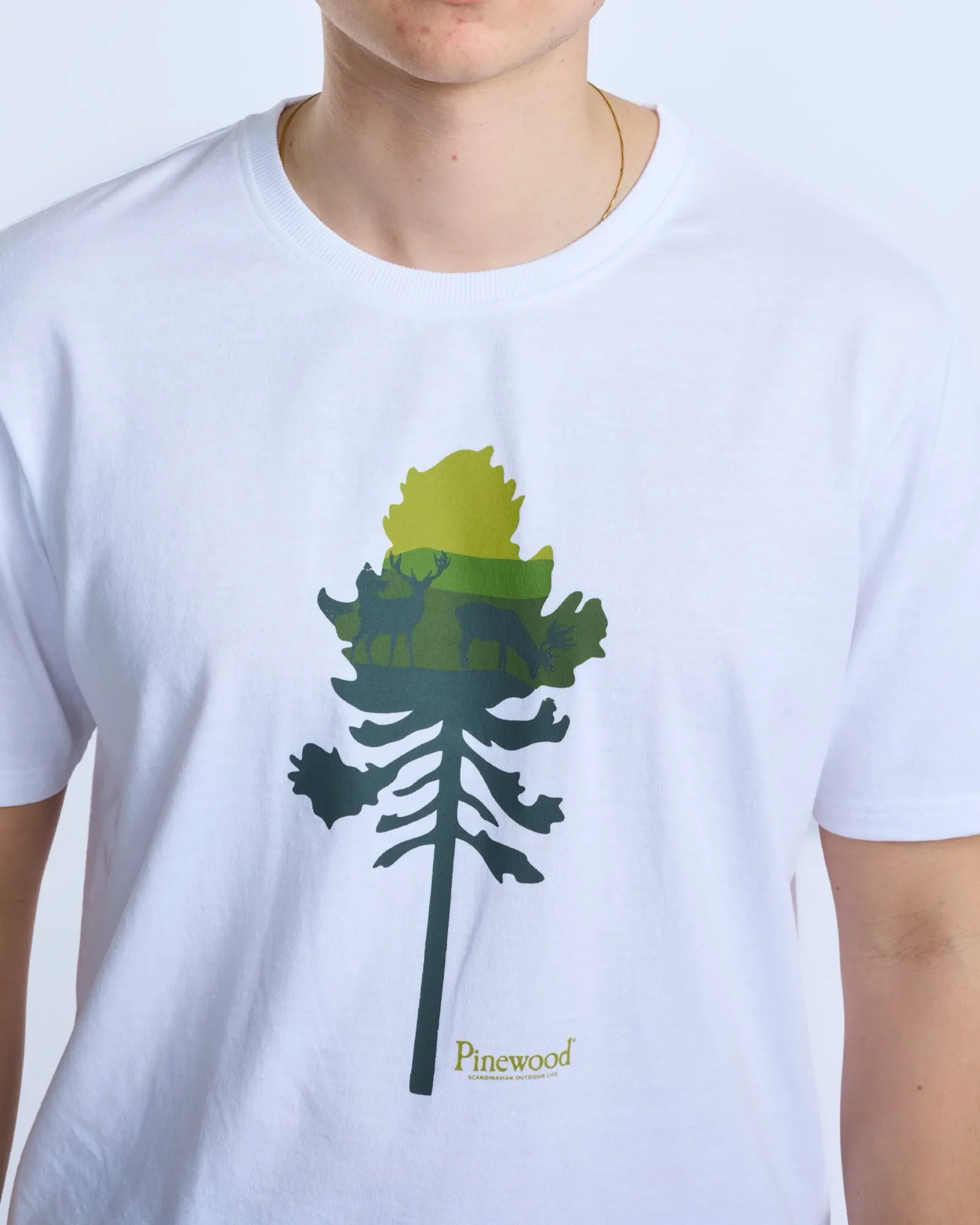Finnveden Recycled T-shirt Herr / White Mel Pine Tree - Image 3