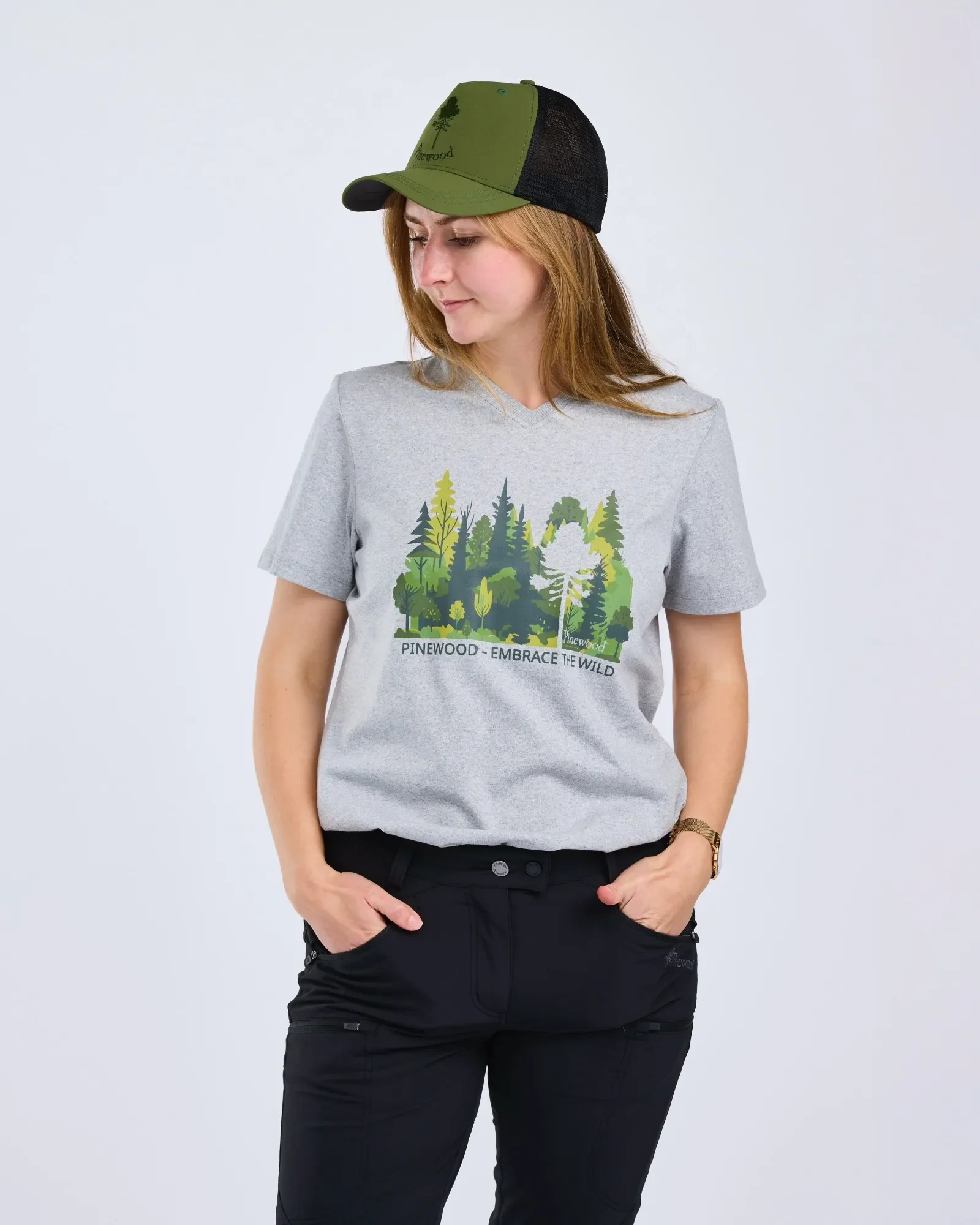 Finnveden Recycled T-shirt Outdoor Dam / L.Grey Mel Forest