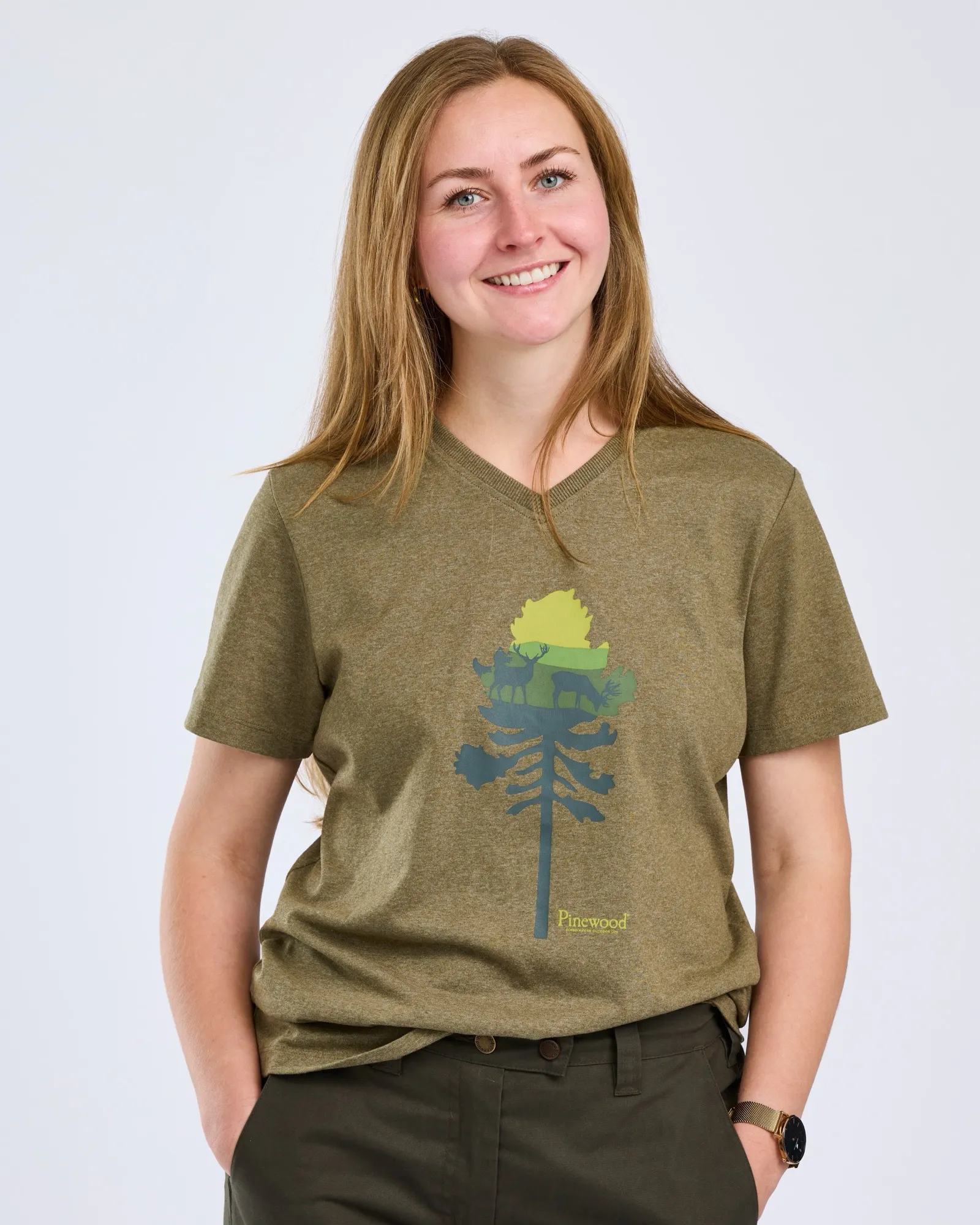 Finnveden Recycled T-shirt Outdoor Dam / Olive Mel PineTree