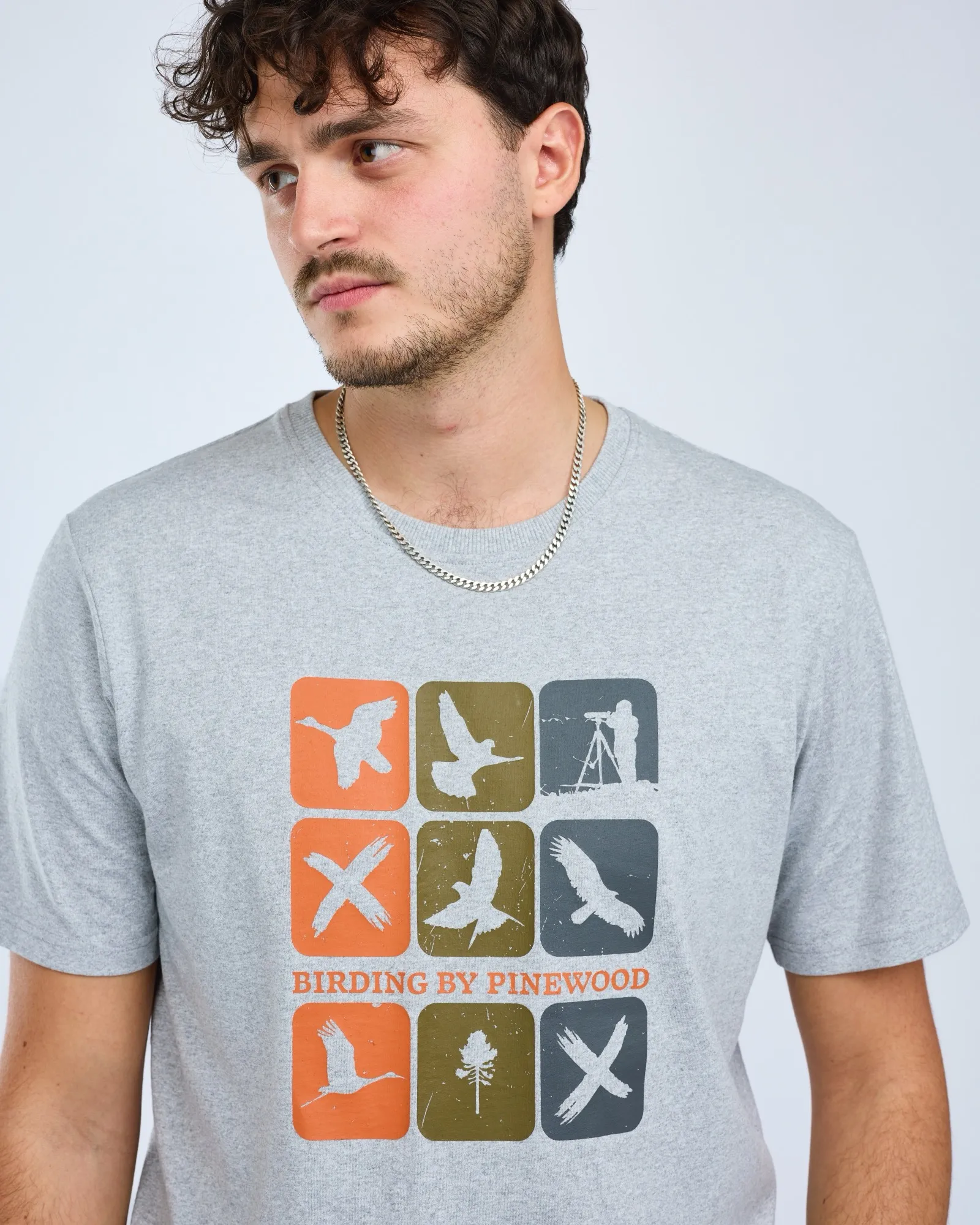 Pinewood® Birding T-shirt Herr / L.Grey Mel Combo