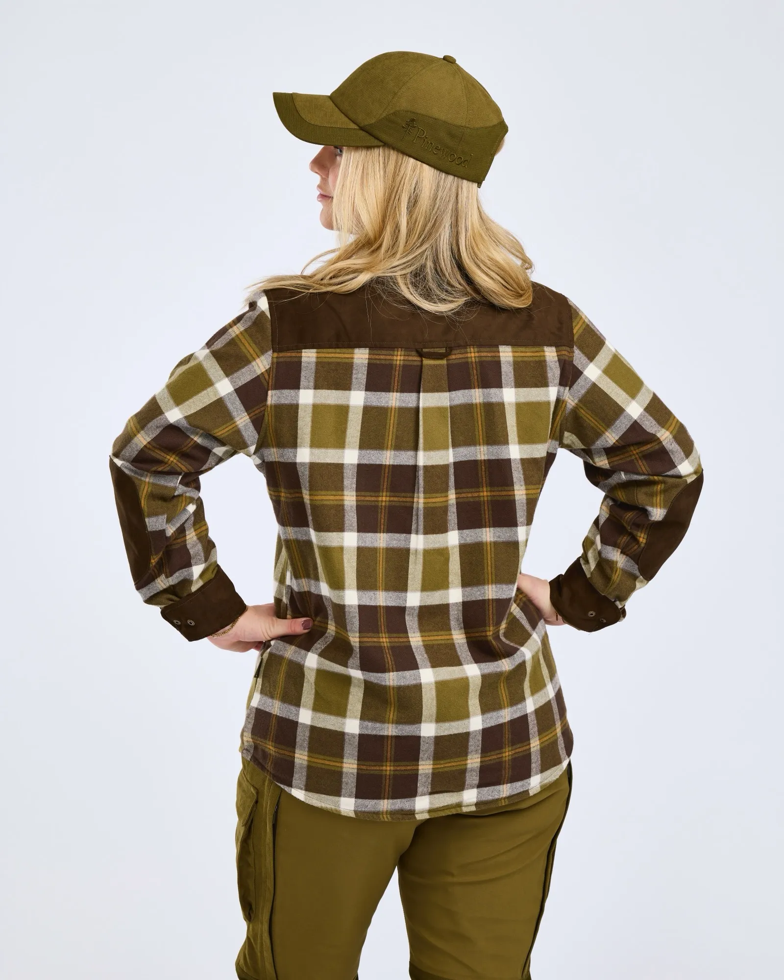 Pinewood® Douglas Skjorta Dam / OliveGreen/Cr.White - Image 2
