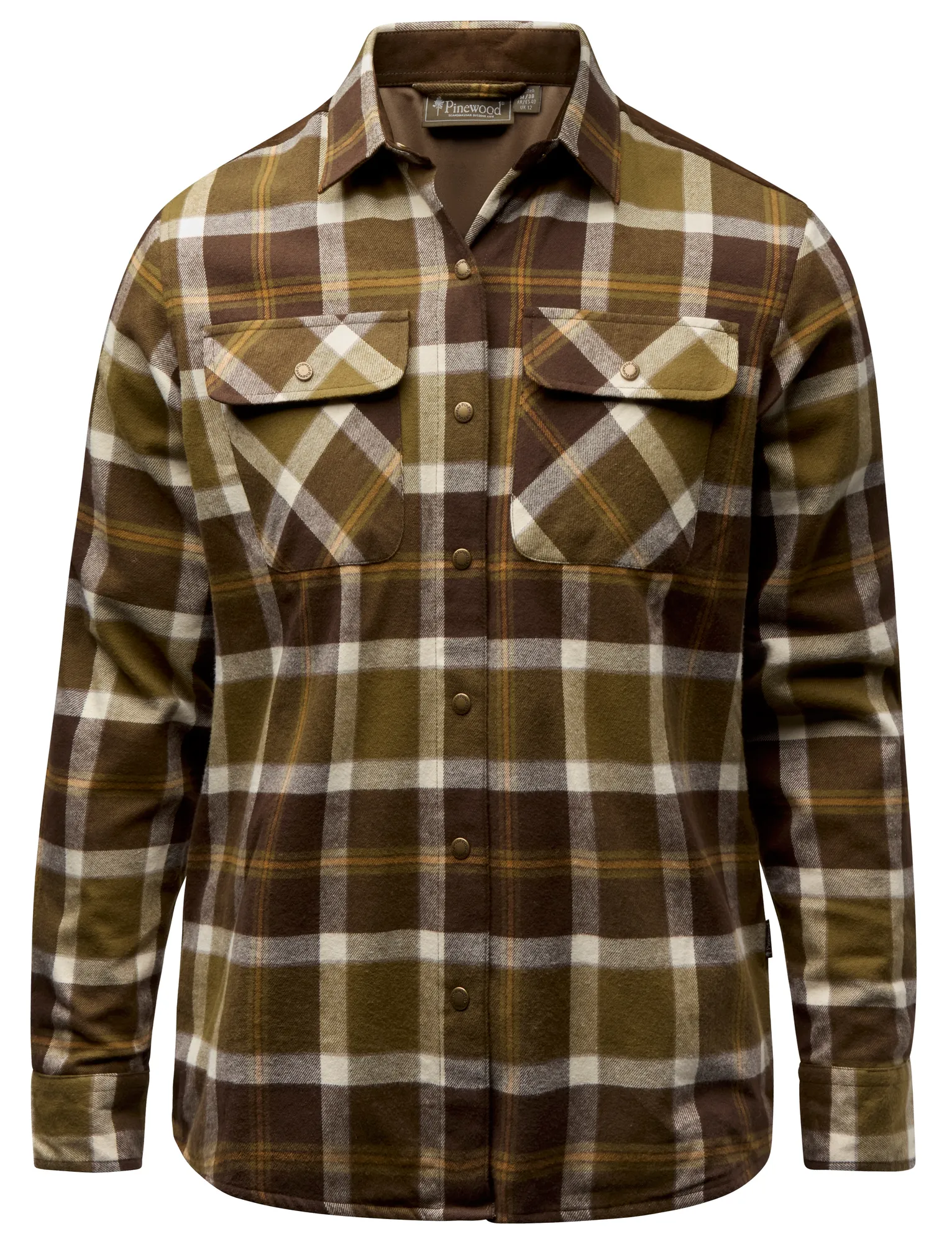 Pinewood® Douglas Skjorta Dam / OliveGreen/Cr.White - Image 6