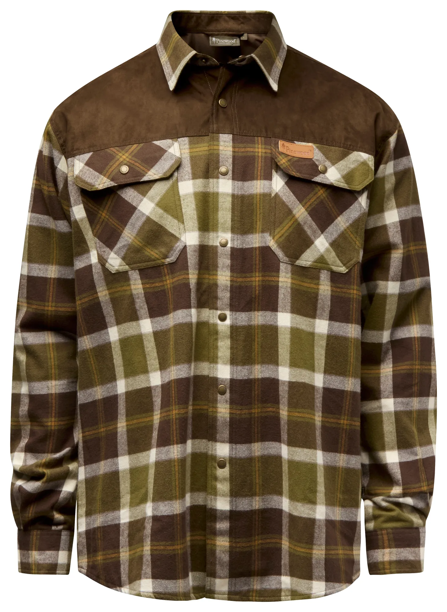 Pinewood® Douglas Skjorta Herr / OliveGreen/Cr.White - Image 6