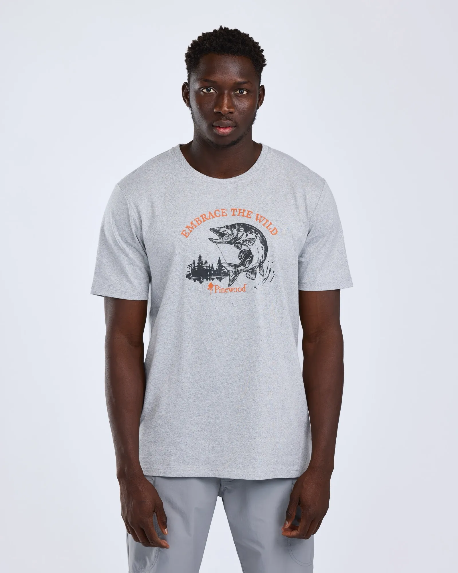Pinewood® Fishing T-shirt Herr / L.Grey Mel Pike