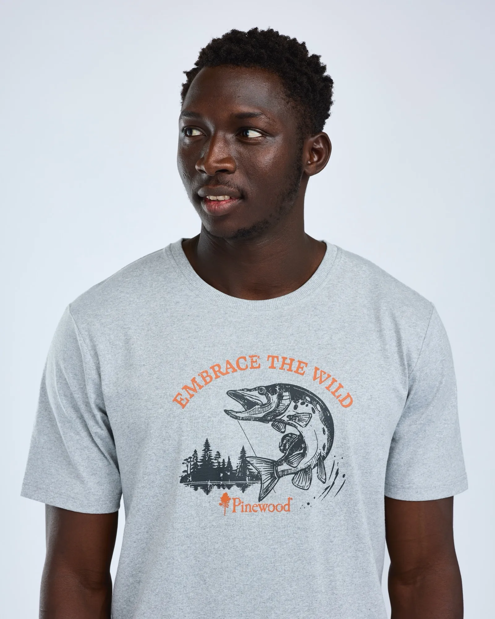 Pinewood® Fishing T-shirt Herr / L.Grey Mel Pike - Image 3