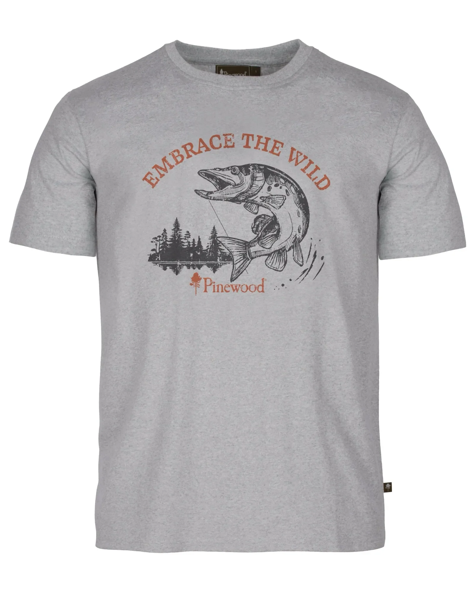Pinewood® Fishing T-shirt Herr / L.Grey Mel Pike - Image 4