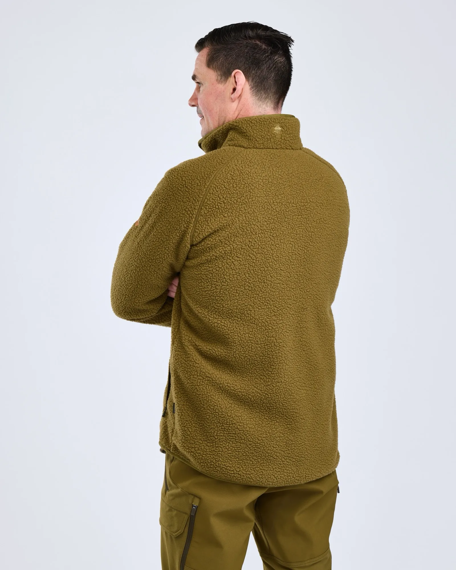 Pinewood® Forest Pile Fleecejacka Herr / Olive Green - Image 2