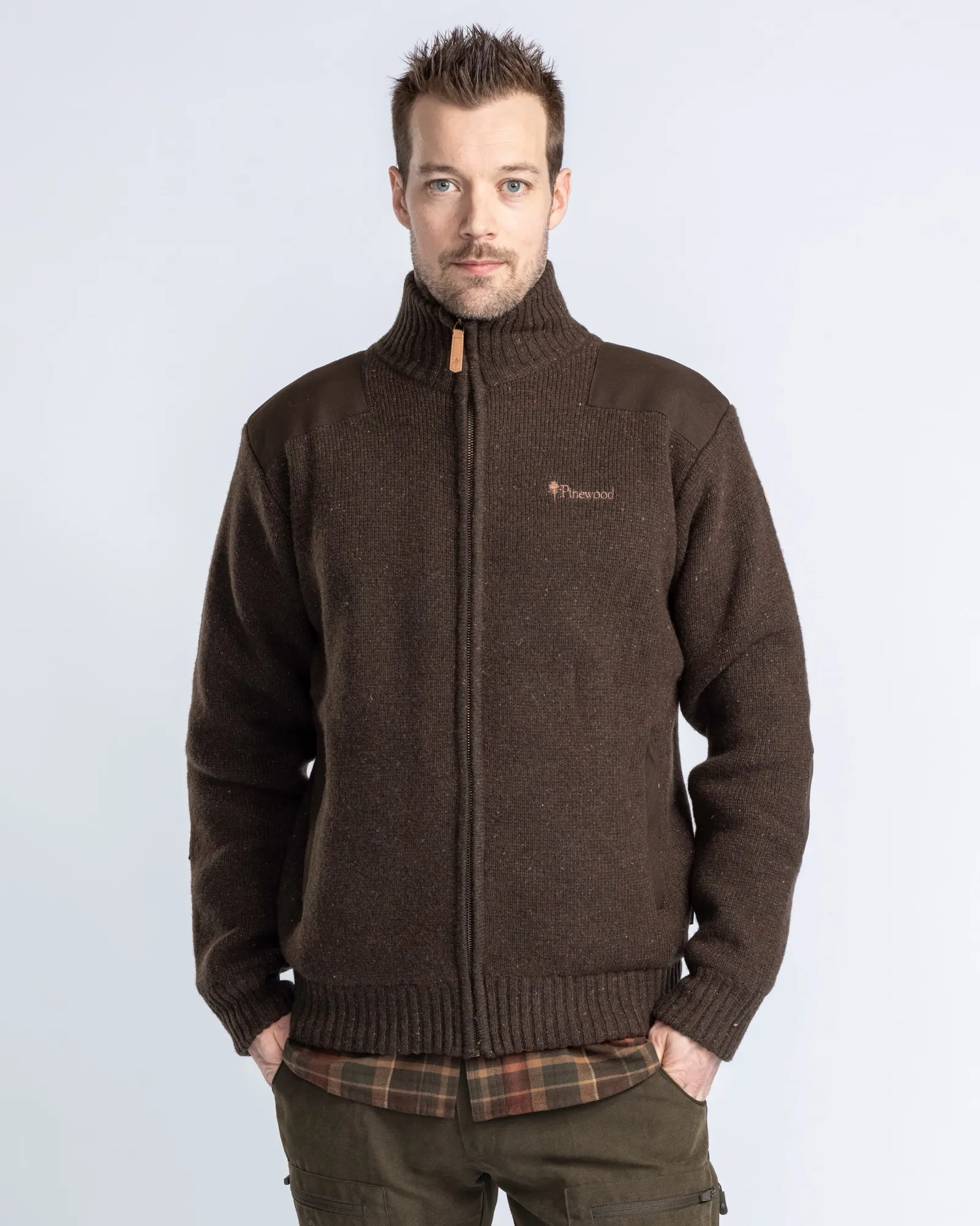 Pinewood® Hurricane Full Zip Tröja Herr / D.Brown Mel
