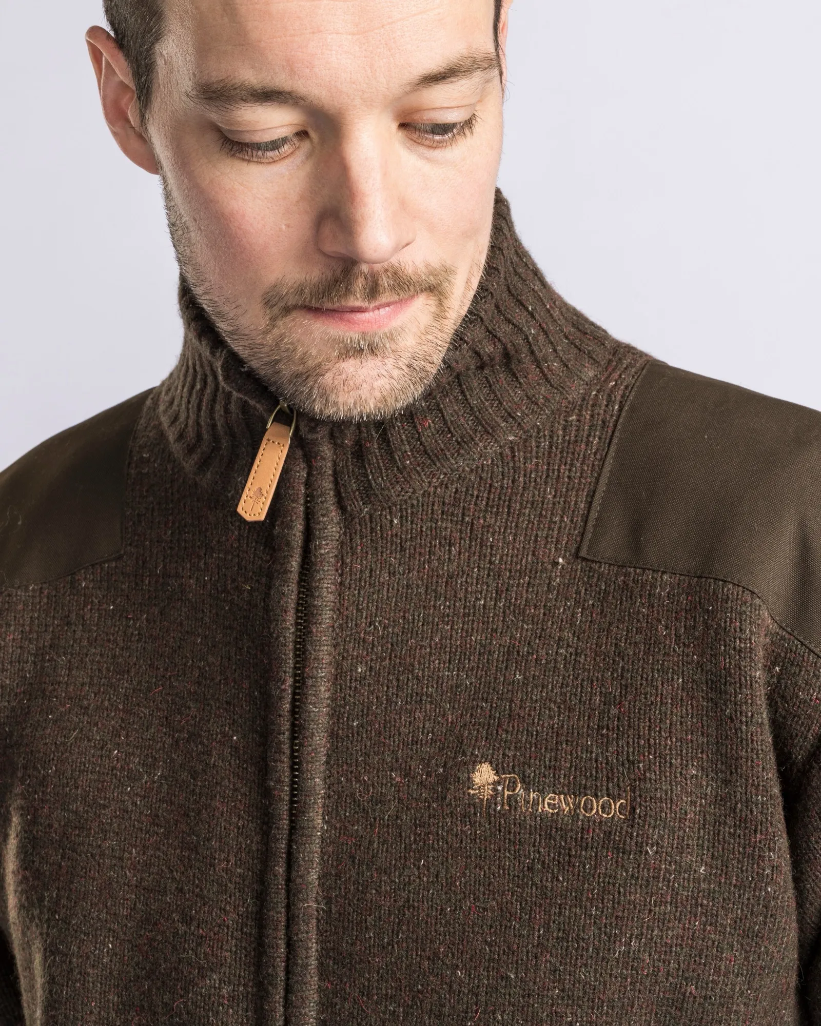Pinewood® Hurricane Full Zip Tröja Herr / D.Brown Mel - Image 3