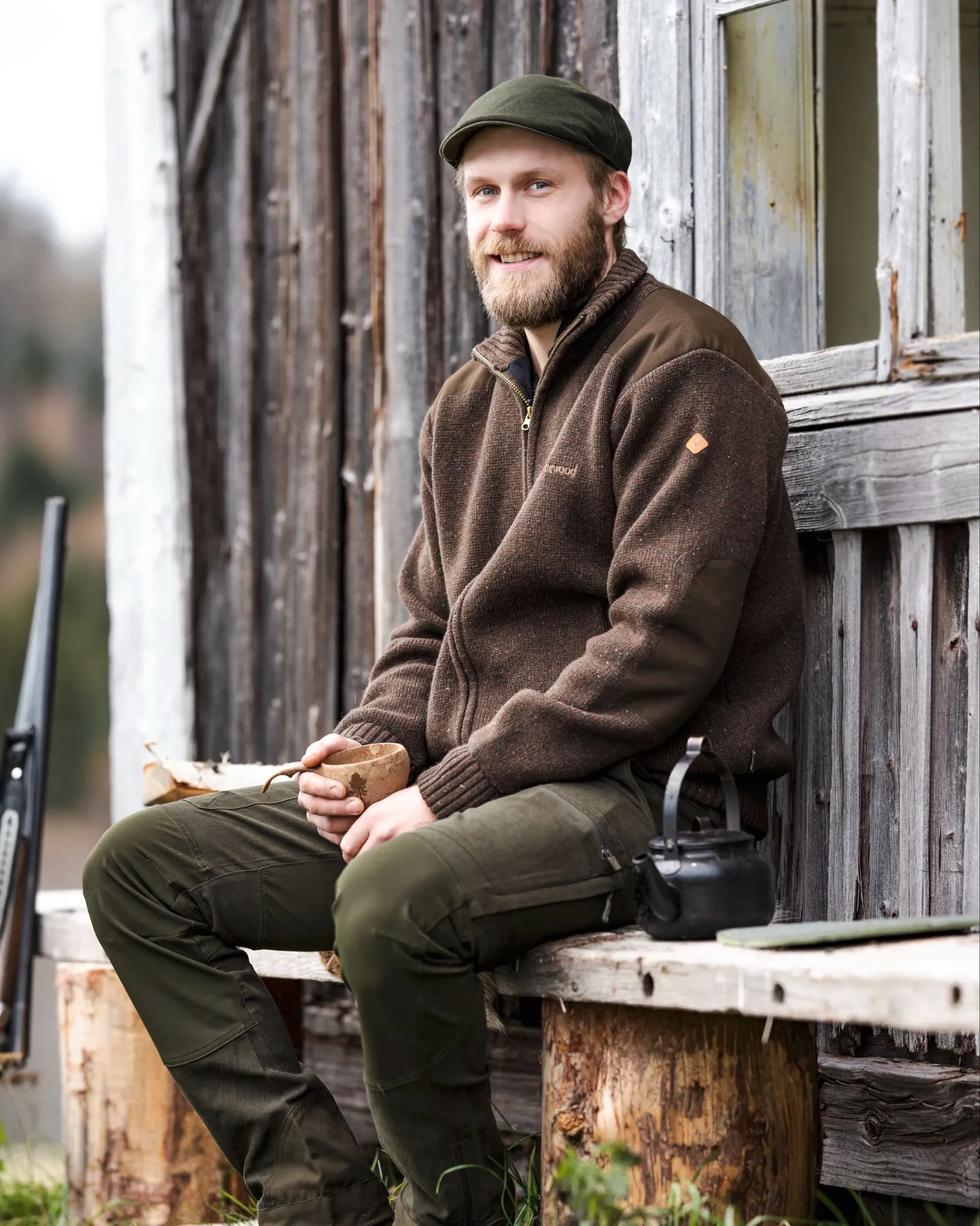 Pinewood® Hurricane Full Zip Tröja Herr / D.Brown Mel - Image 7