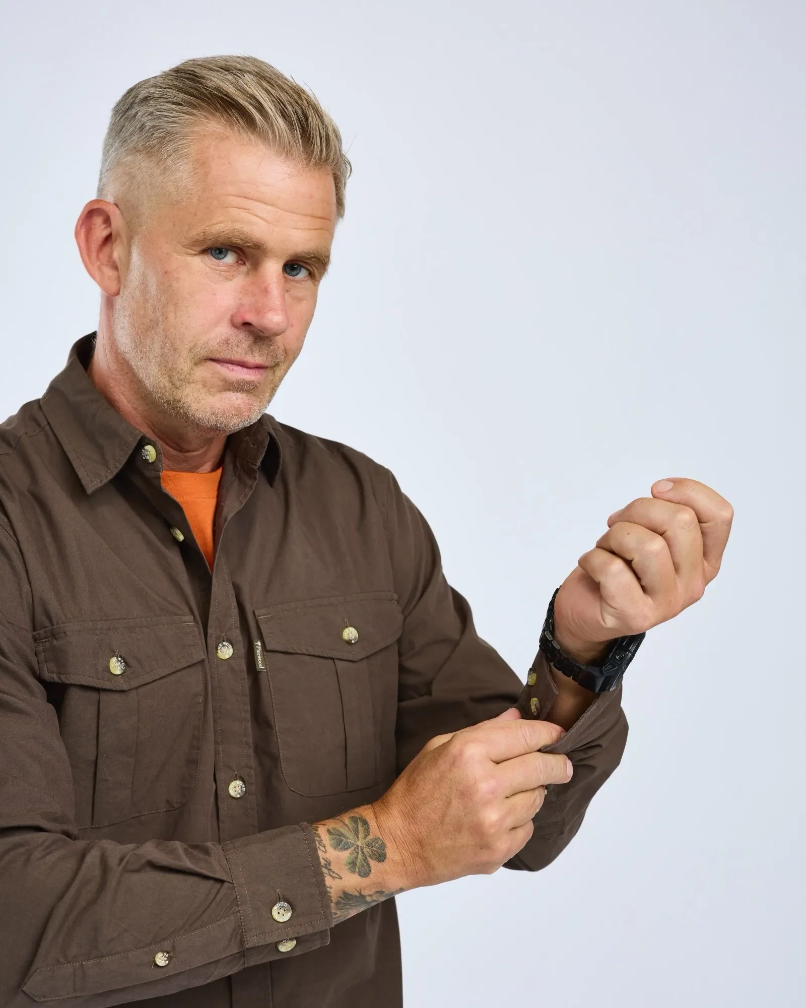 Pinewood® InsectSafe Poplin Långärmad Skjorta Herr / D.Olive - Image 3