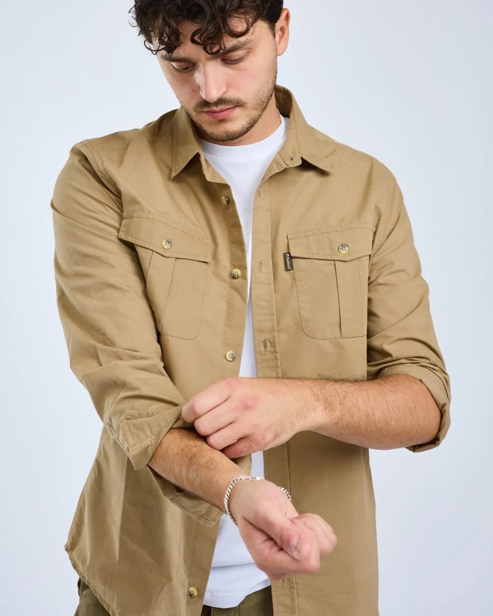 Pinewood® InsectSafe Poplin Långärmad Skjorta Herr / Sandstone - Image 3