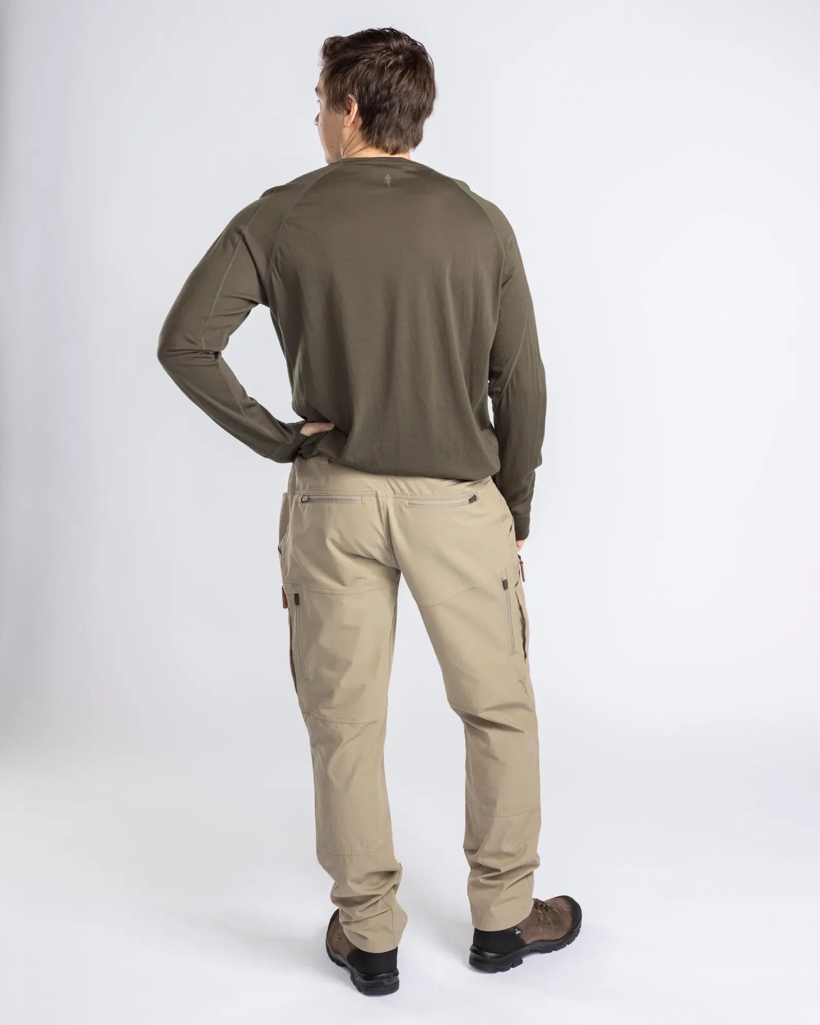 Pinewood® Lappland Merino Långärmad T-shirt Herr / Moss Green - Image 2