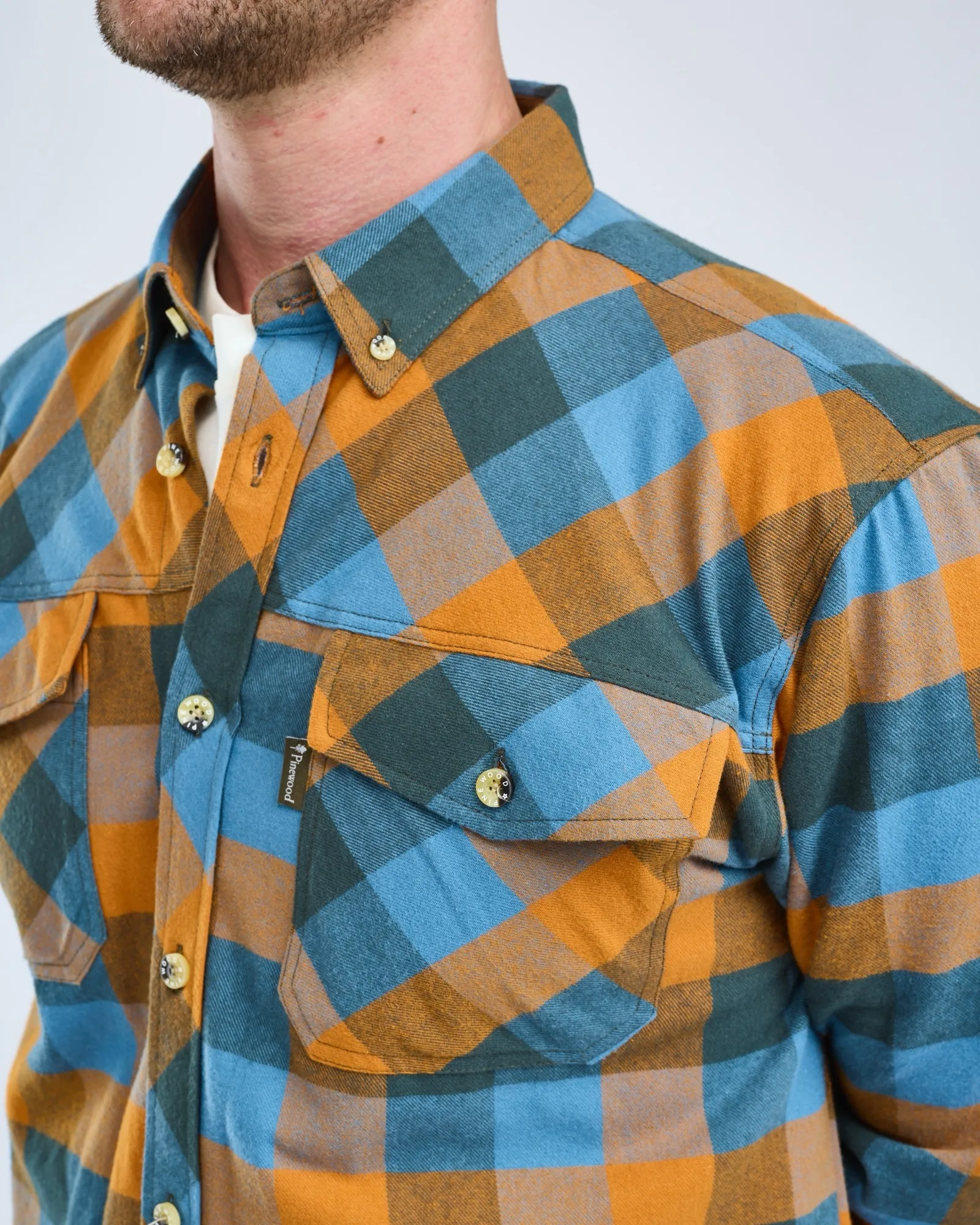 Pinewood® Lumbo Skjorta Herr / Fudge/Blue - Image 3
