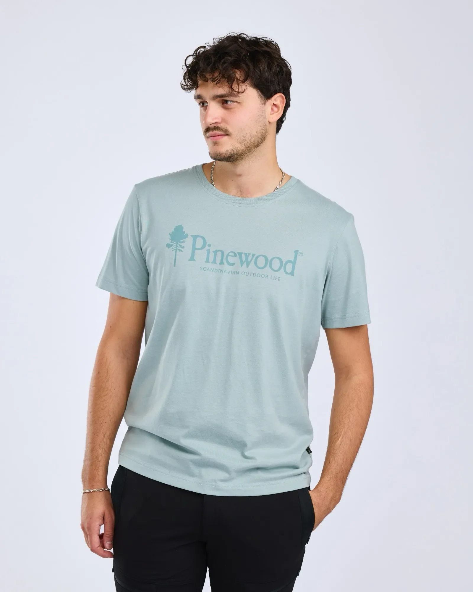 Pinewood® Outdoor Life T-shirt Herr / Aqua Grey