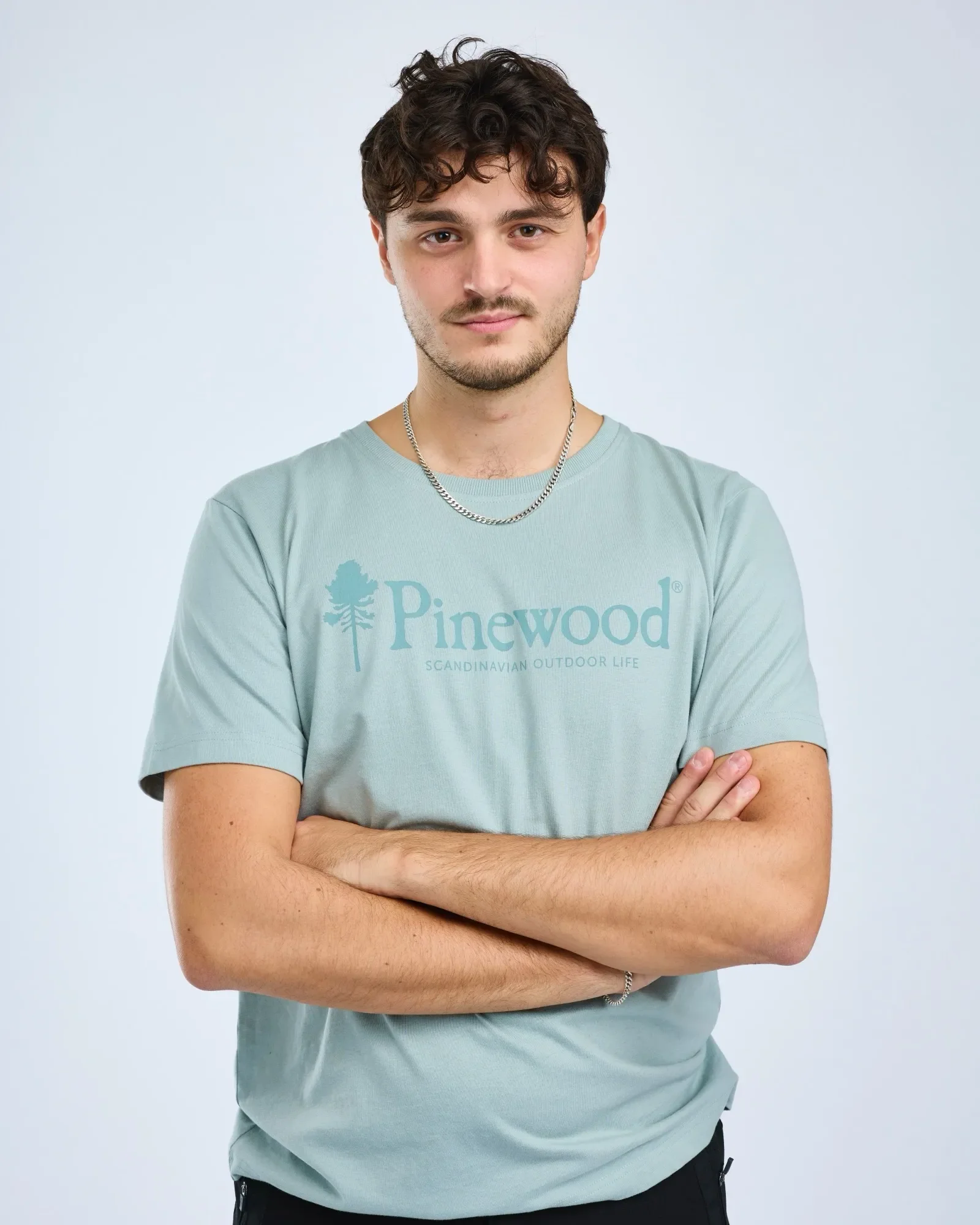 Pinewood® Outdoor Life T-shirt Herr / Aqua Grey - Image 3