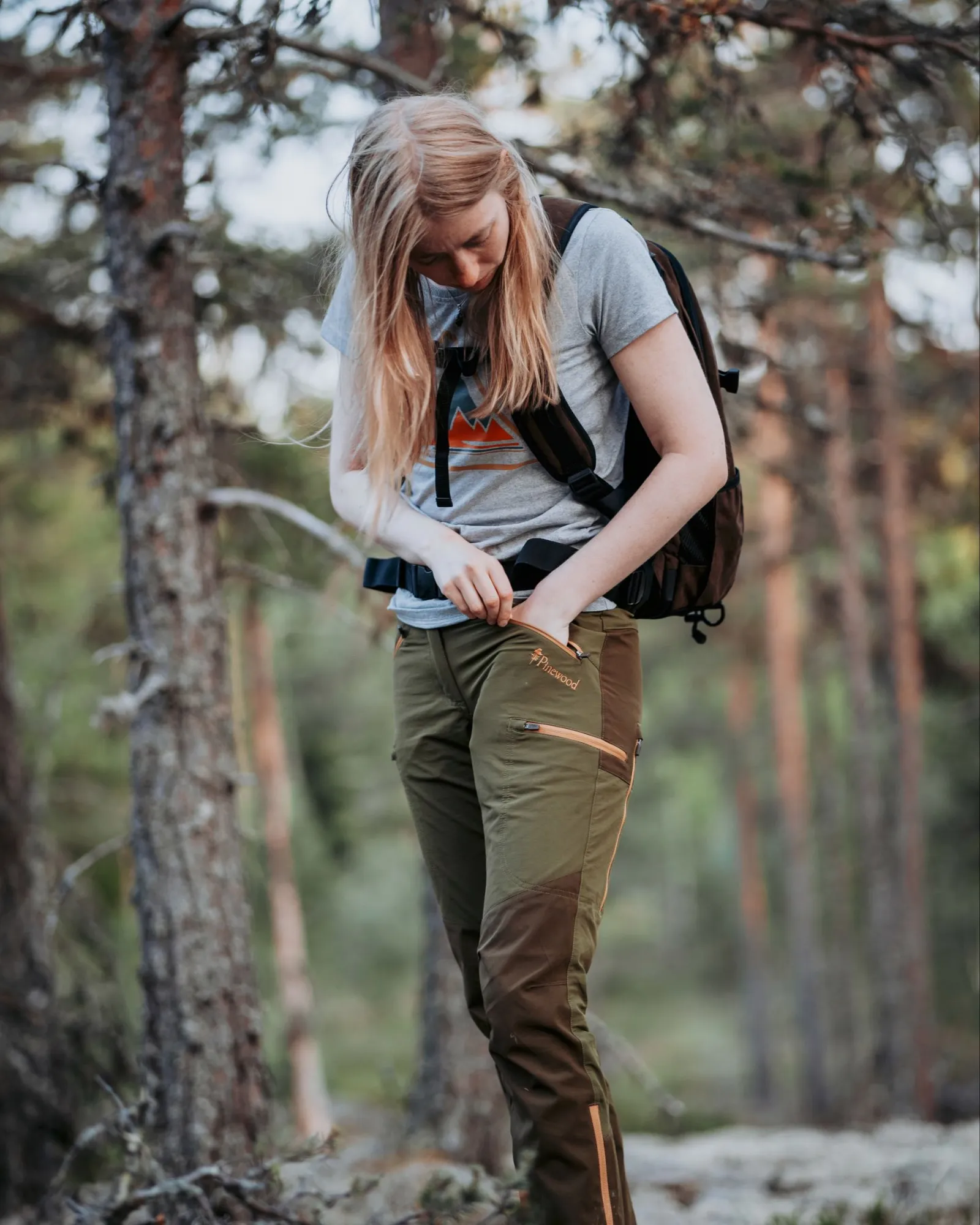 Pinewood® Outdoor Trekker T-shirt Dam / L.Grey Mel - Image 4