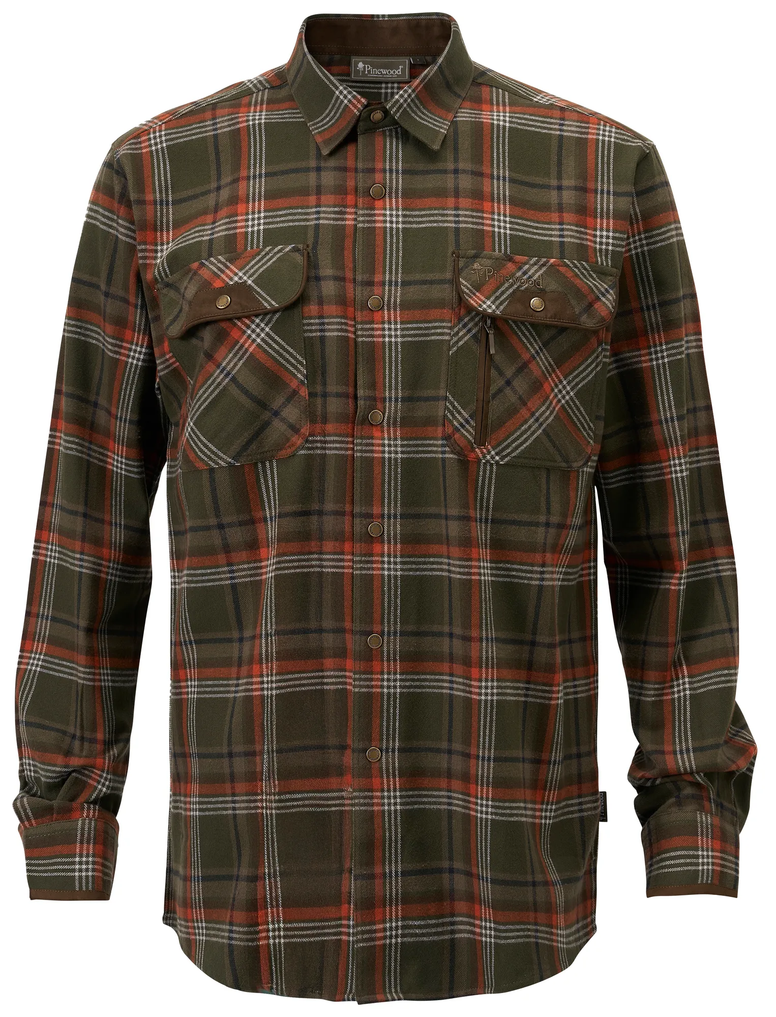 Pinewood® Prestwick Exclusive Skjorta Herr / Green/Burned Orange - Image 5