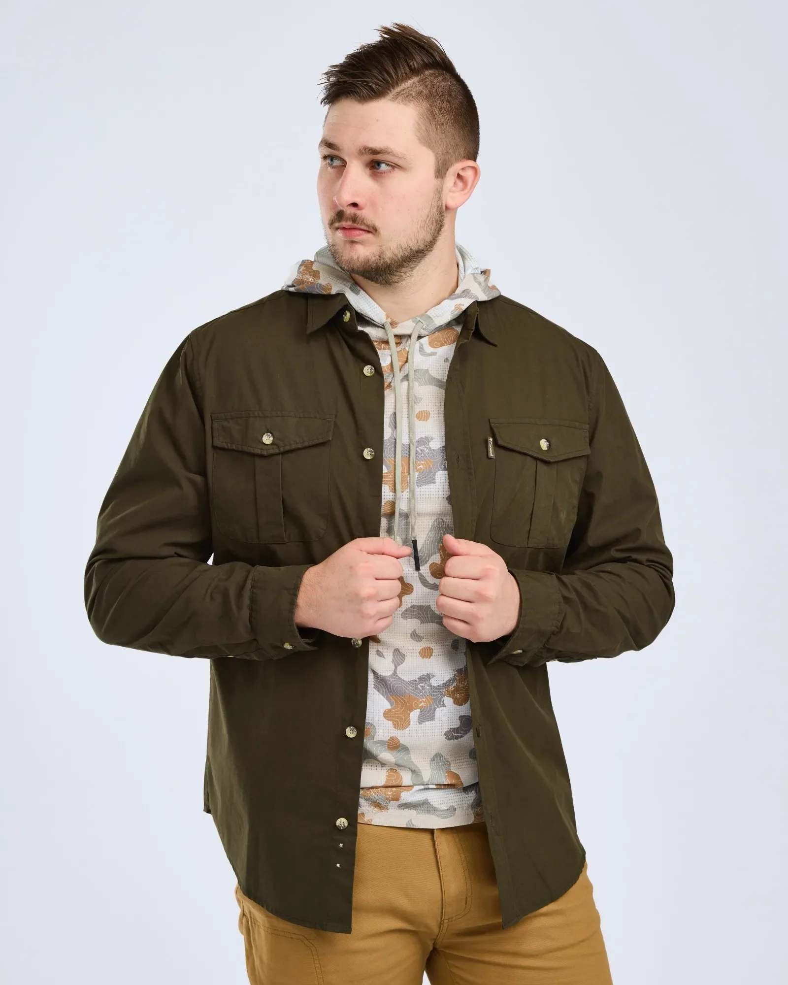 Pinewood® Safari Långärmad Skjorta Herr / Moss Green