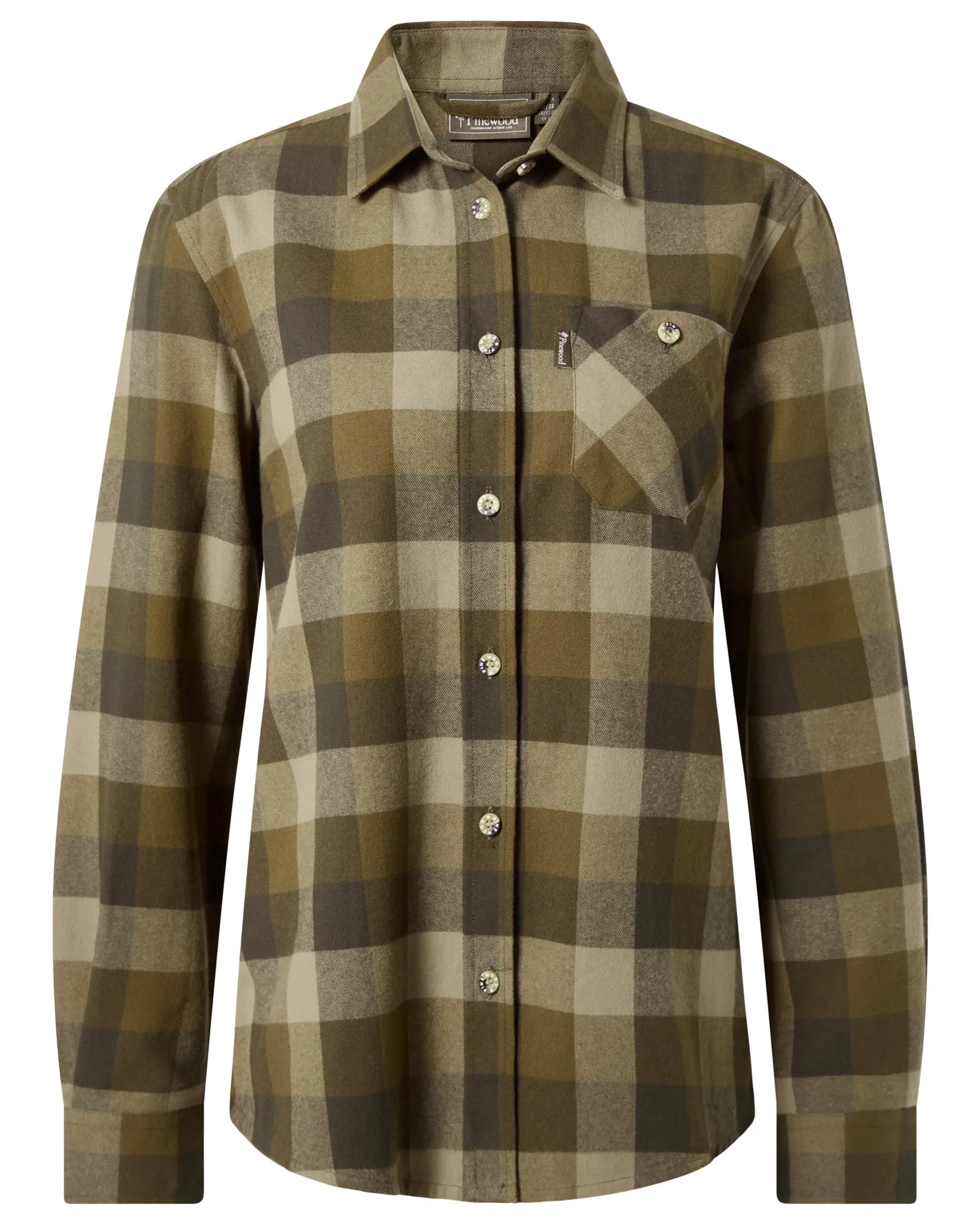 Pinewood® Wildmark Flanellskjorta Dam / Olive/Suede Brown - Image 4