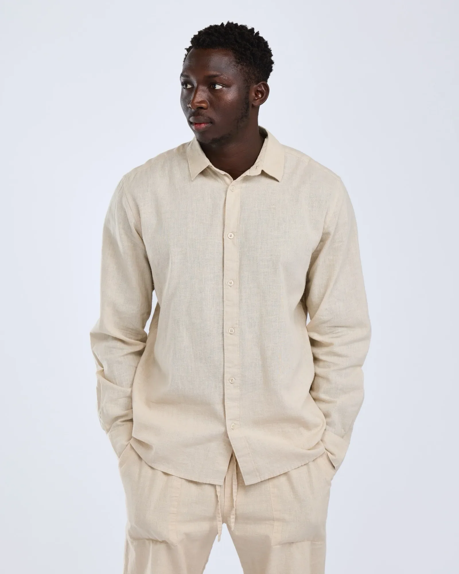 Värnamo InsectSafe® Hampa Mix Långärmad Skjorta Herr  / Linen Beige