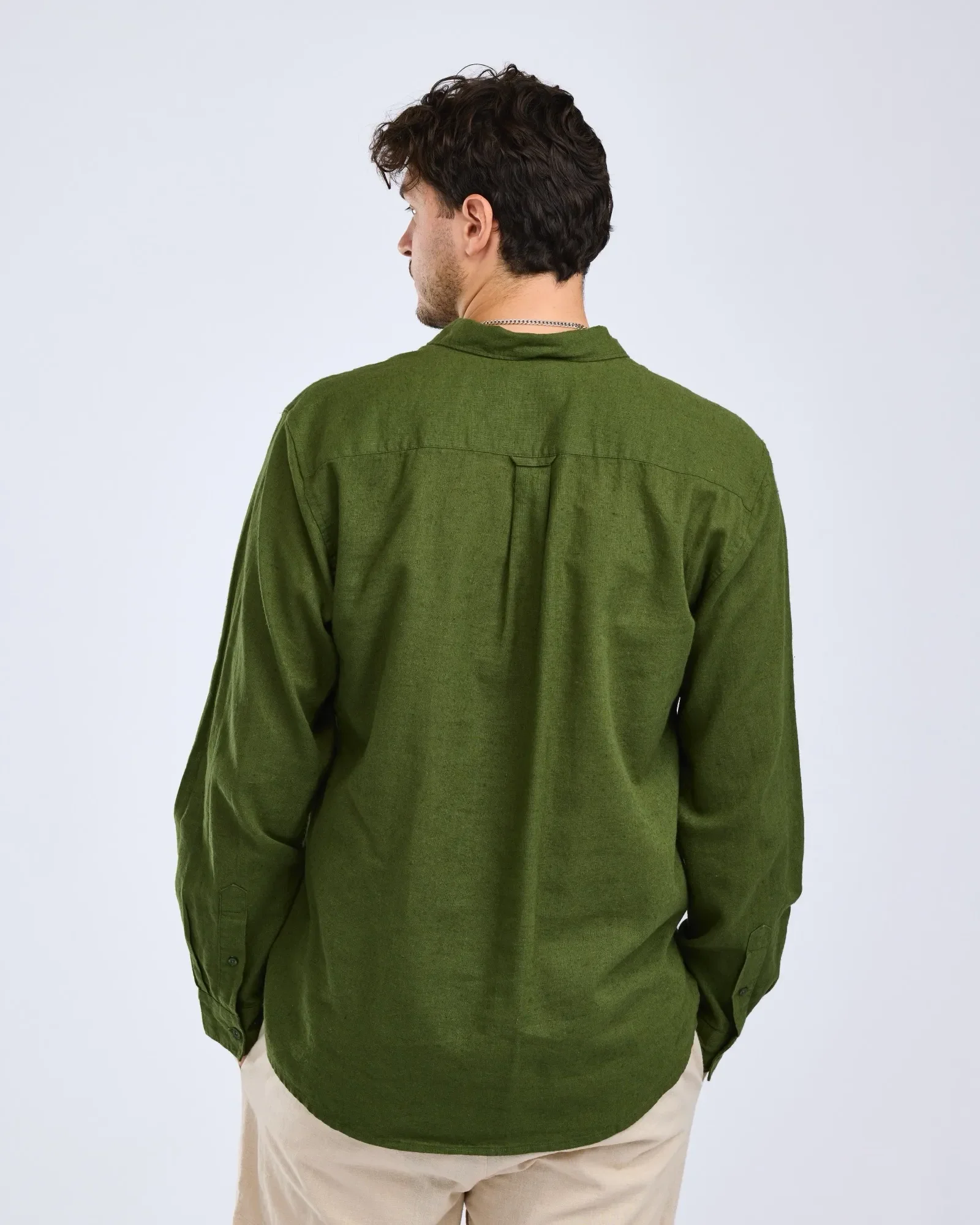 Värnamo InsectSafe® Hampa Mix Långärmad Skjorta Herr  / Pine Green - Image 2