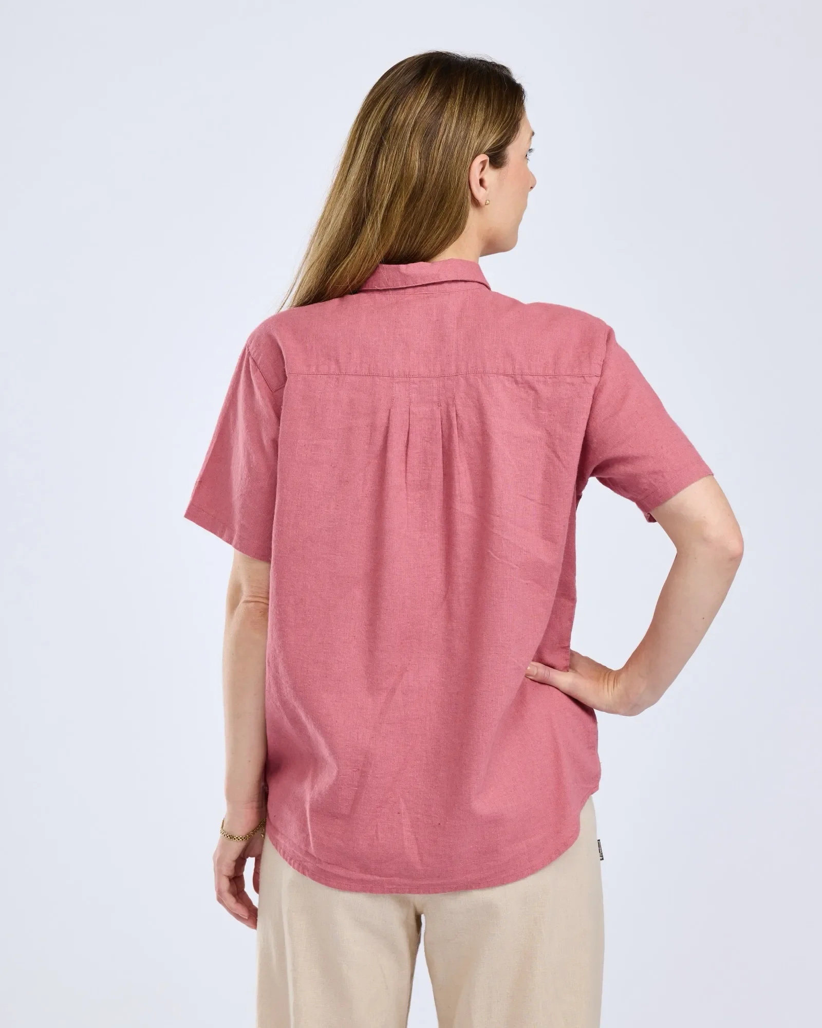 Värnamo InsectSafe® Hemp Mix Kortärmad Skjorta Dam / Dusty Pink - Image 2