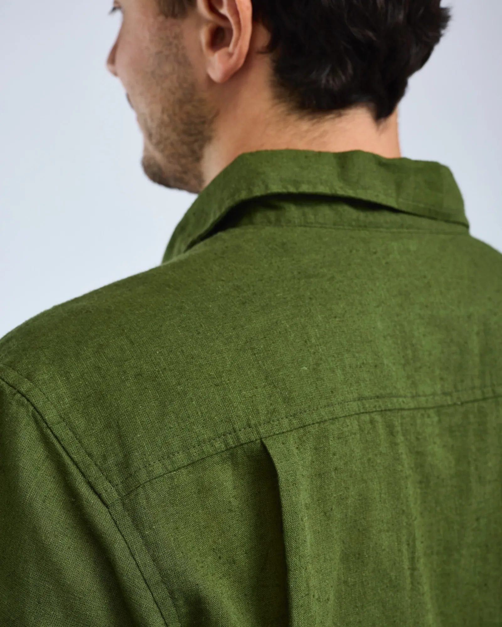 Värnamo InsectSafe® Hemp Mix Kortärmad Skjorta Herr / Pine Green - Image 4